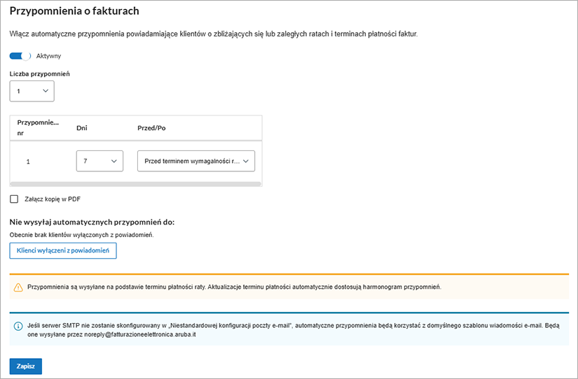 Menu wyboru roku podatkowego